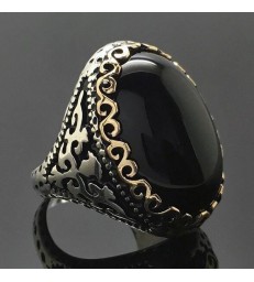 Bague en pierre naturelle Obsidienne Noire