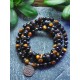 Bracelet Mala " Triple Protection " en pierre naturelle Oeil de Tigre, Obsidienne Noire & Hématite