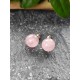 Boucles d'oreilles rondes en pierre naturelle Quartz Rose