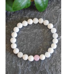 Bracelet à distance Quartz Rose & Agate Blanche