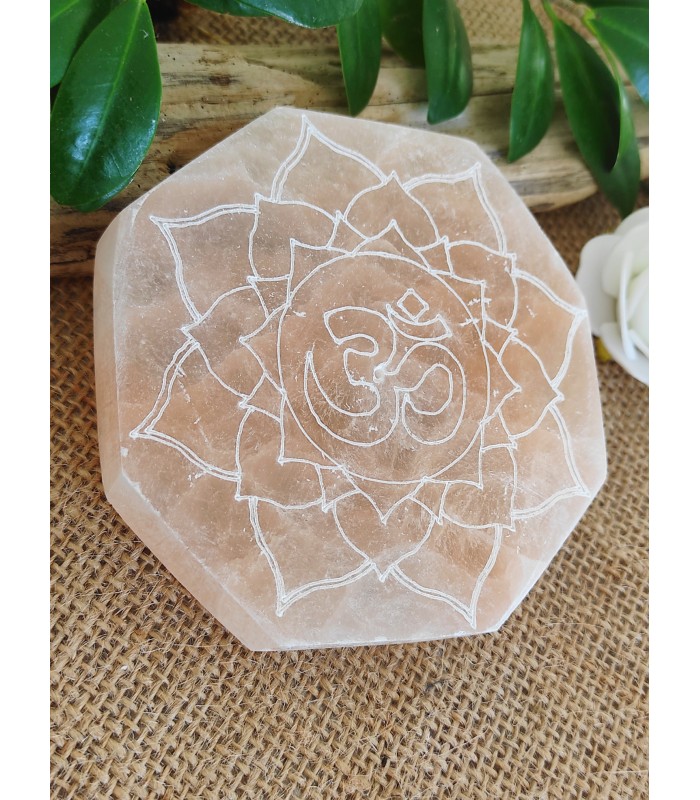 Plaque De Sélénite Hexagonale 8x7 Cm – Pierre De Charge, Reiki, Méditation, Purification énergétique, Faite Main