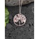 Collier arbre de vie en pierre naturelle Quartz Rose 