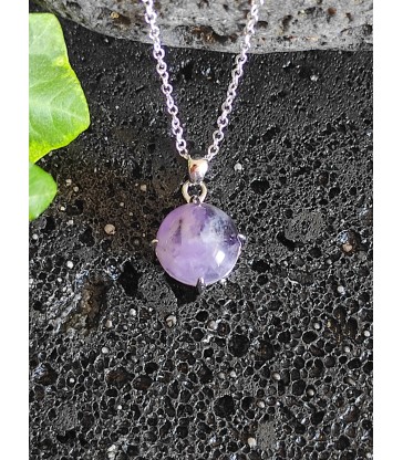 Pendentif Rond en Améthyste Argent 925 sterling