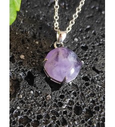 Pendentif Rond en Améthyste Argent 925 sterling