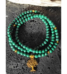 Bracelet Mala " Soulagement des Douleurs " en Malachite