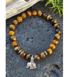 Bracelet "Éléphant" en pierre naturelle Oeil de Tigre