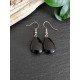 Boucles d'oreilles goutte d'eau en pierre naturelle obsidienne noire