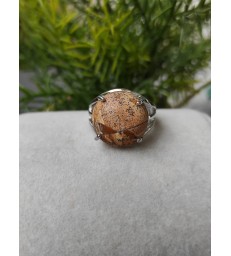 Bague ronde en  Jaspe Paysage Ajustable