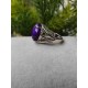 Bague ronde en pierre naturelle Agate Violette Ajustable