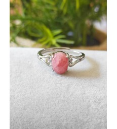 Bague en rhodochrosite - ajustable - argent sterling
