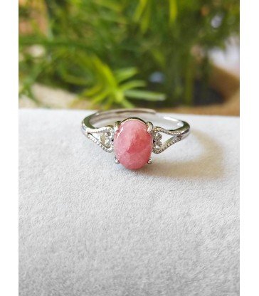 Bague en rhodochrosite - ajustable - argent sterling 925