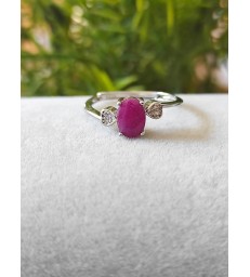Bague en rubis naturel - ajustable - argent sterling
