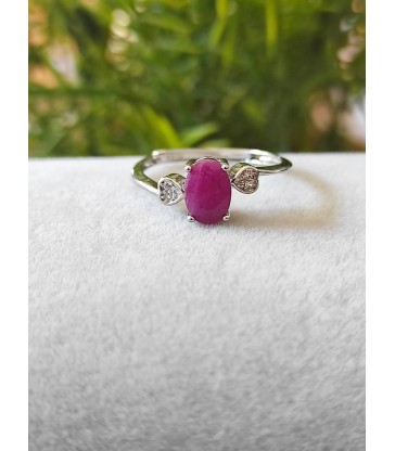 Bague en rubis naturel - ajustable - argent sterling 925