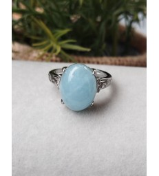 Bague ajustable en Aigue Marine - Argent sterling