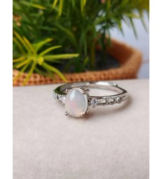 Bague en Opale de feu ajustable