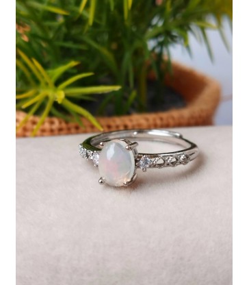 Bague en Opale de feu ajustable