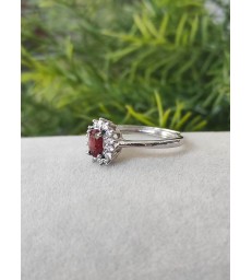 Bague en grenat - Ajustable argent sterling 925