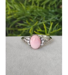 Bague en Opale Rose - Ajustable en Argent sterling