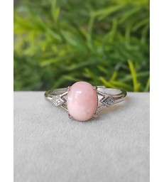 Bague en Opale Rose - Ajustable en Argent sterling