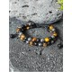 Bracelet Bohème " Triple Protection " en pierre naturelle Oeil de Tigre, Obsidienne Noire & Hématite