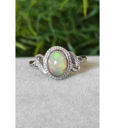 Bague en Opale de feu ajustable