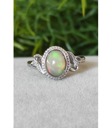 Bague en Opale de feu ajustable