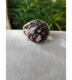 Bague ronde en Rhodonite Ajustable